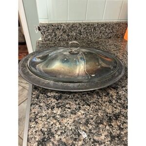 vintage Wm. Gorman silver-plate round covered serving casserole dish,